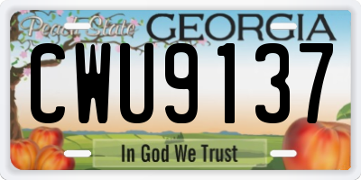 GA license plate CWU9137