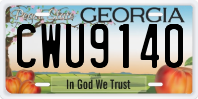 GA license plate CWU9140