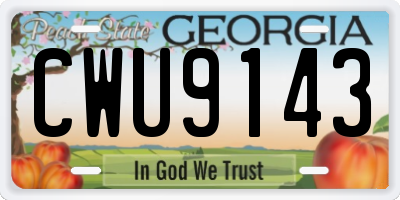 GA license plate CWU9143