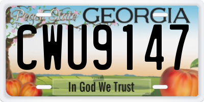 GA license plate CWU9147