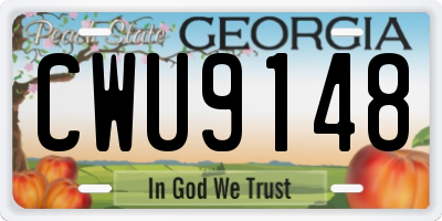 GA license plate CWU9148