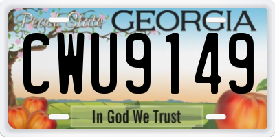 GA license plate CWU9149