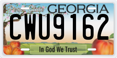 GA license plate CWU9162