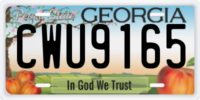 GA license plate CWU9165