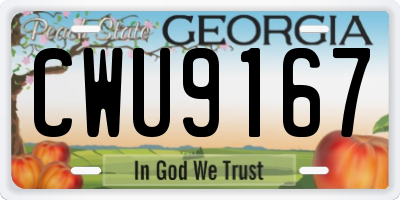 GA license plate CWU9167