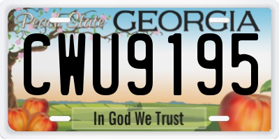 GA license plate CWU9195