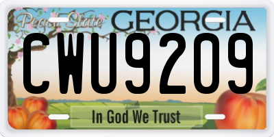 GA license plate CWU9209