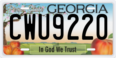GA license plate CWU9220