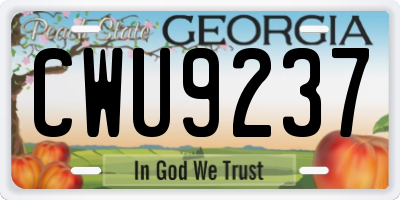 GA license plate CWU9237