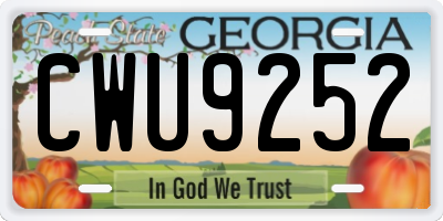 GA license plate CWU9252