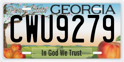 GA license plate CWU9279