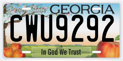 GA license plate CWU9292