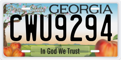 GA license plate CWU9294