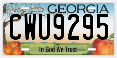 GA license plate CWU9295