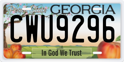 GA license plate CWU9296