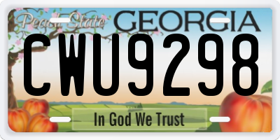 GA license plate CWU9298