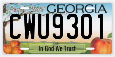 GA license plate CWU9301