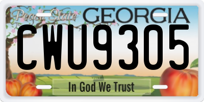 GA license plate CWU9305