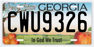 GA license plate CWU9326