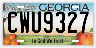 GA license plate CWU9327