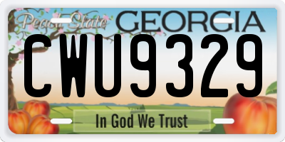 GA license plate CWU9329