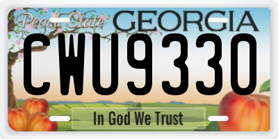 GA license plate CWU9330