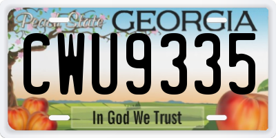 GA license plate CWU9335