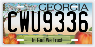 GA license plate CWU9336