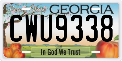 GA license plate CWU9338