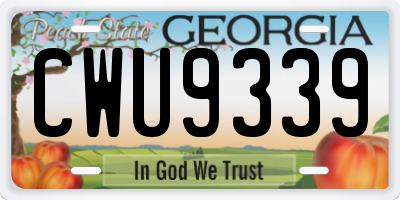 GA license plate CWU9339