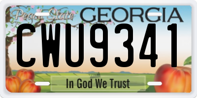 GA license plate CWU9341
