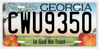 GA license plate CWU9350