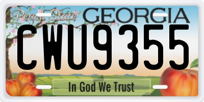 GA license plate CWU9355