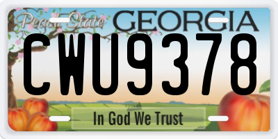 GA license plate CWU9378