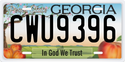 GA license plate CWU9396