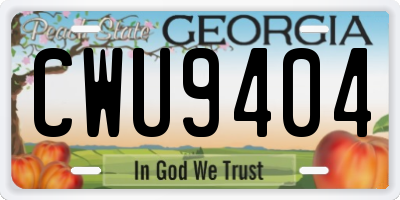 GA license plate CWU9404