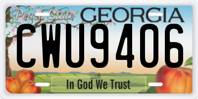 GA license plate CWU9406