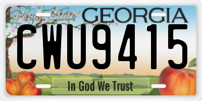 GA license plate CWU9415
