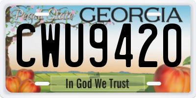 GA license plate CWU9420