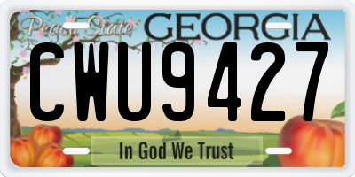 GA license plate CWU9427