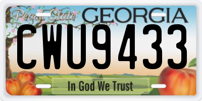 GA license plate CWU9433