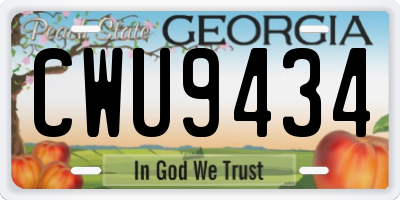 GA license plate CWU9434