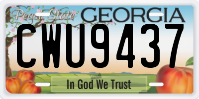 GA license plate CWU9437