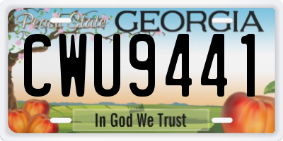 GA license plate CWU9441
