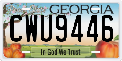 GA license plate CWU9446