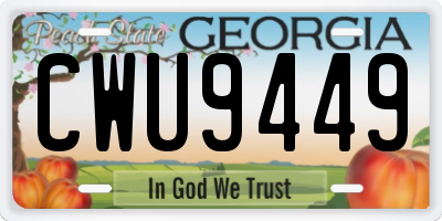 GA license plate CWU9449