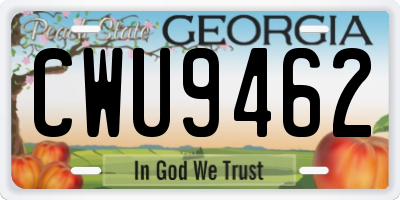 GA license plate CWU9462