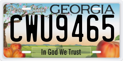 GA license plate CWU9465