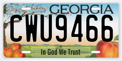GA license plate CWU9466