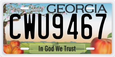GA license plate CWU9467